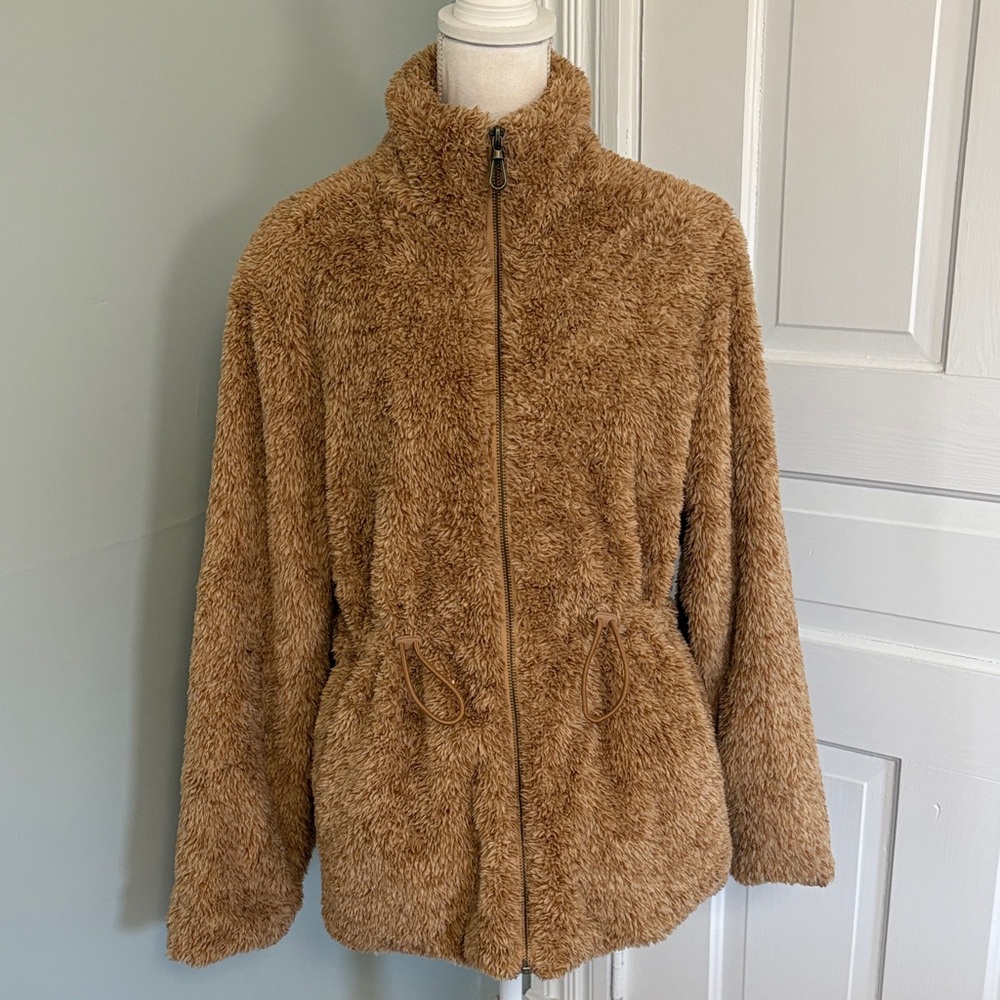 Democracy Cozy Brown Teddy Bear Fleece Jacket size medium